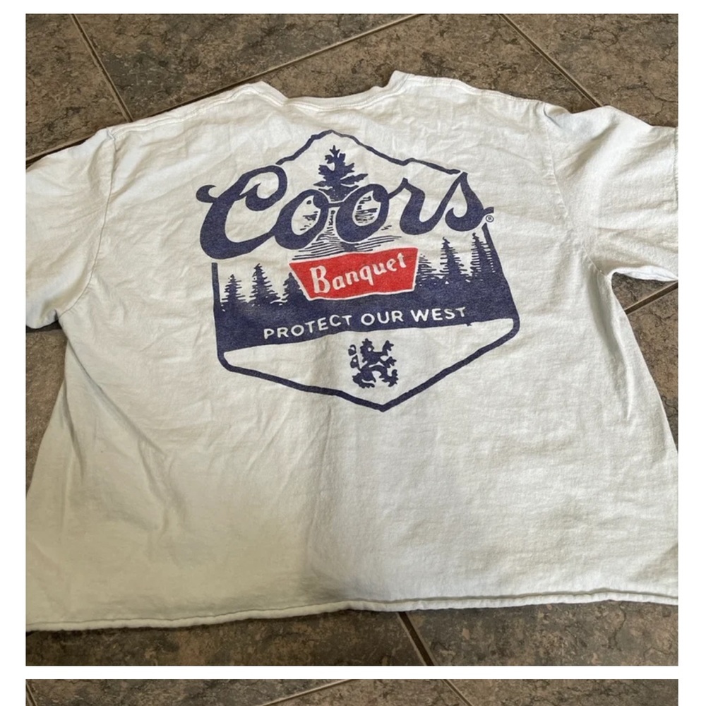 Coors Banquet Light Blue Crop Shirt Woman Large